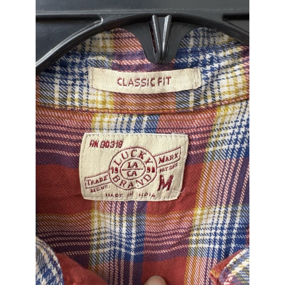 Lucky Brand Snap Button Up Women's Med Western Classic Fit Red Plaid w/ Pockets - Picture 2 of 11